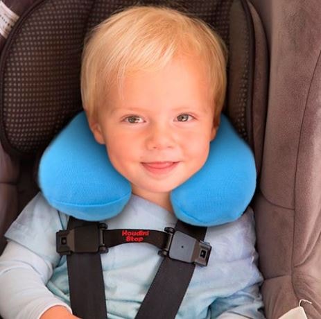 Almofada de Viagem para Bebé Azul e Apoio Cervical Suave