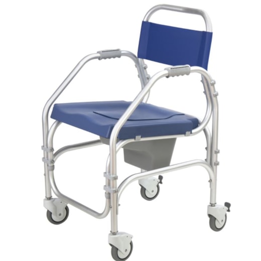 Cadeira de Banho e Sanitária Alumínio Pacific Fixa 4 Rodízios