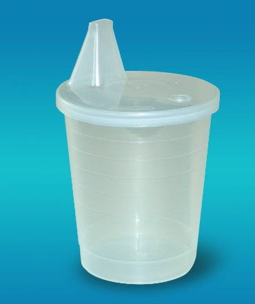 Copo com Tampa para Acamados, Transparente, 200ml, Resistente ao Calor