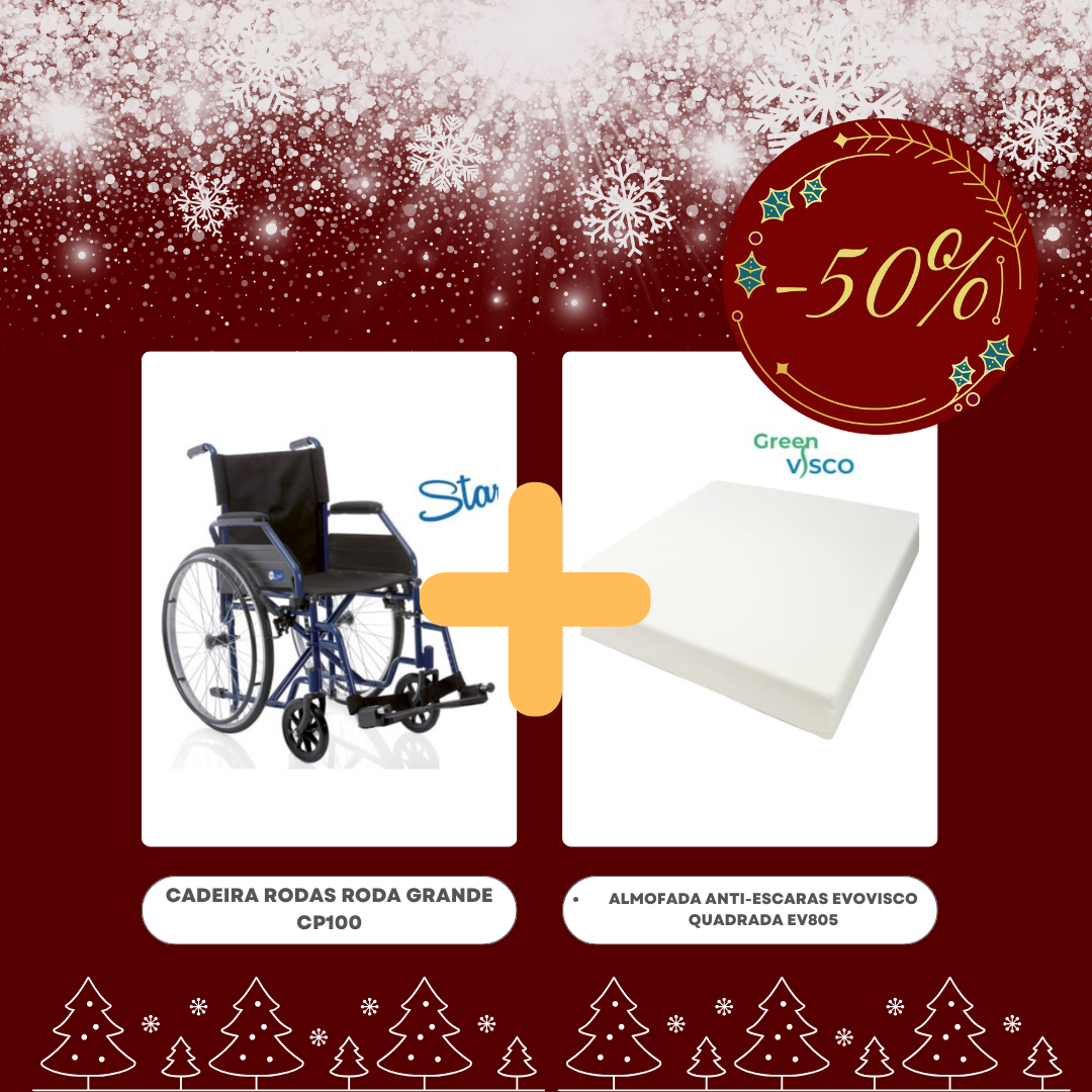 Pack Cadeira Rodas CP100 43cm + Almofada Anti-Escaras EV805