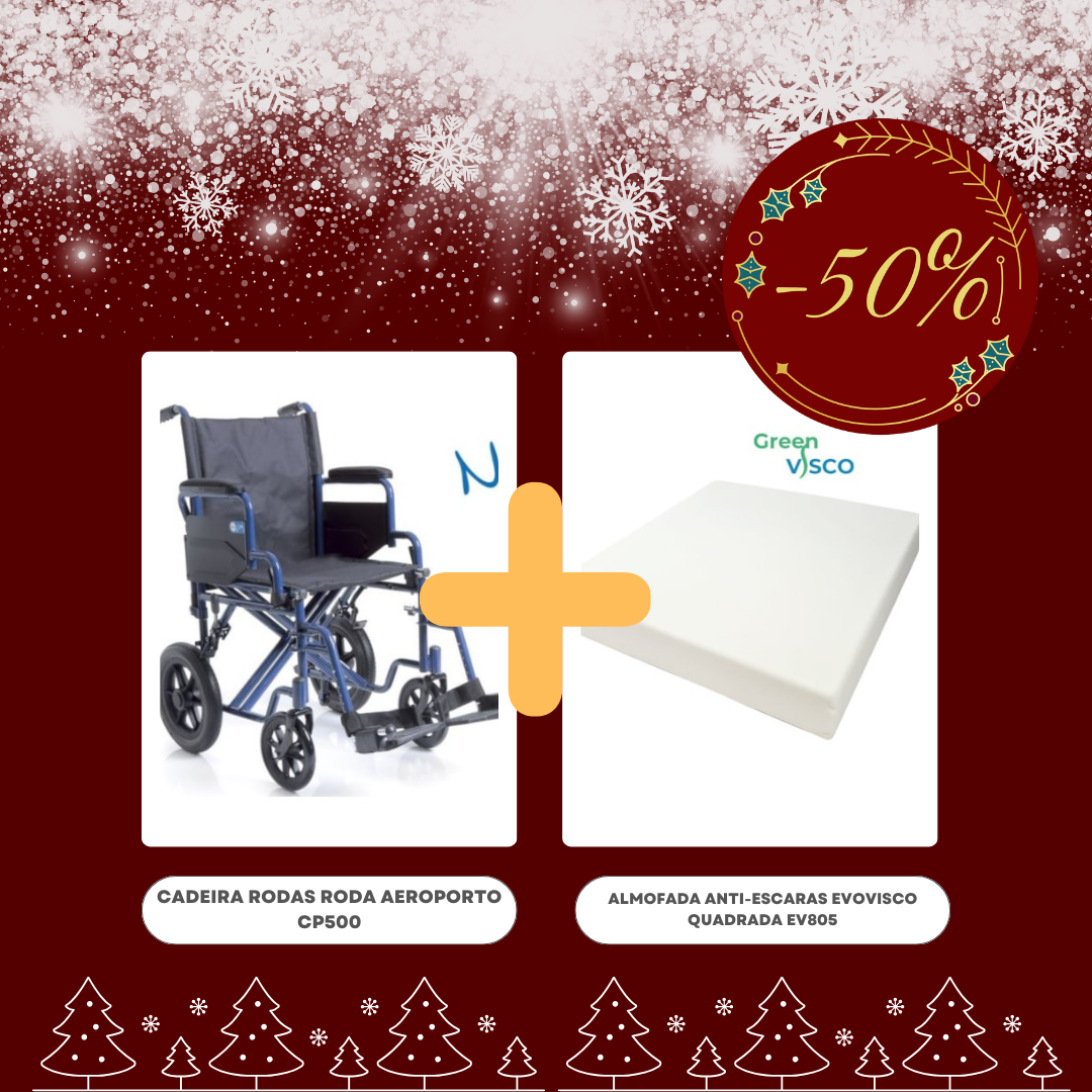 Pack Cadeira Rodas CP500 43cm + Almofada Anti-Escaras EV805