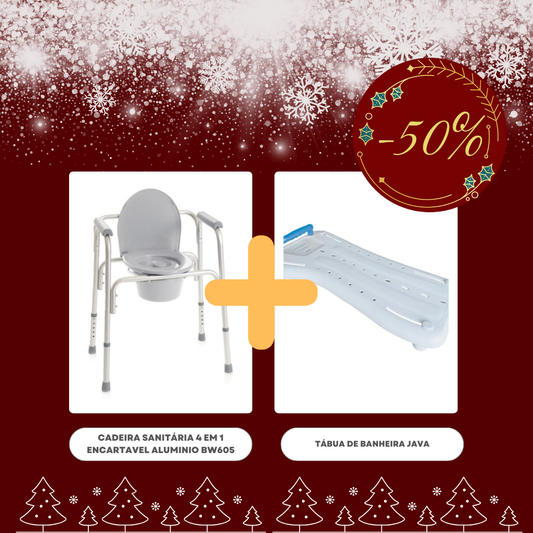 Pack Cadeira Sanitária 4 em 1 + Tábua de Banheira