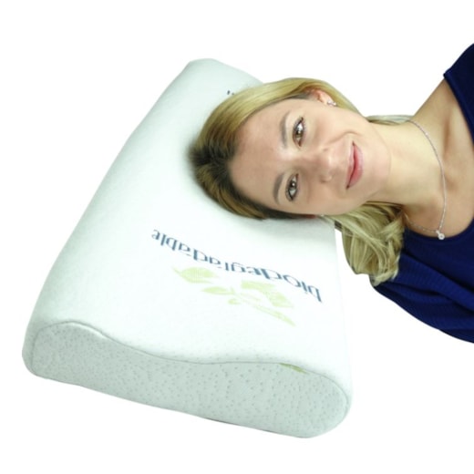 Almofada de Dormir Viscoelástica Cervical com Capa em Bambu