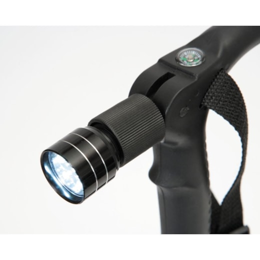 Bastão de Caminhada Ajustável com LED, Ponteira de Choque e Bússola