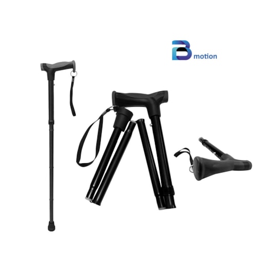 Bengala Alumínio Dobrável BM115 Ajustável Ergonómica em Preto