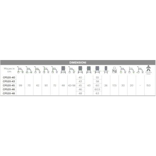 Cadeira de Rodas de Trânsito CP520 45cm Dobrável