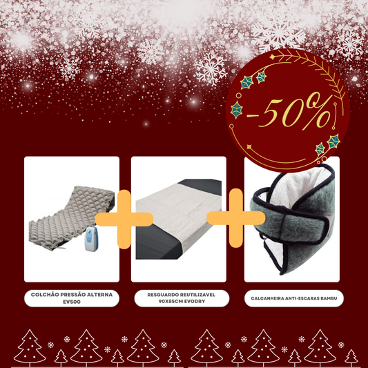 Pack Colchão Pressão Alterna + Resguardo Reutilizável + Calcanheira Anti-escaras