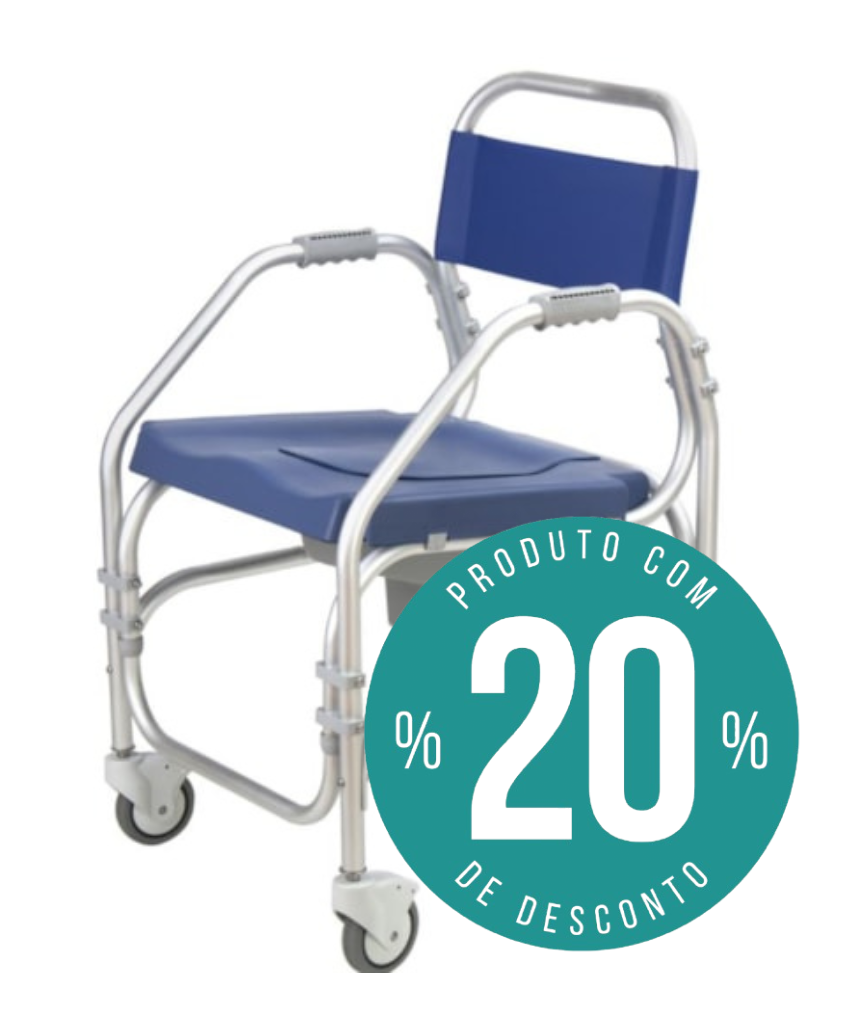 Cadeira de Banho e Sanitária Alumínio Pacific Fixa 4 Rodízios